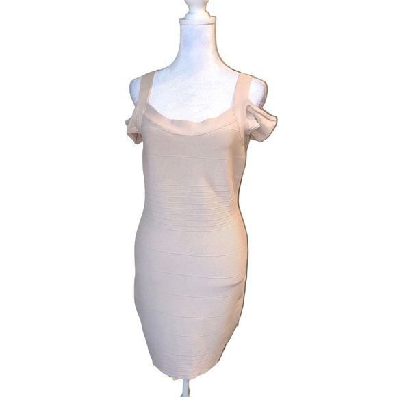 Guess Bandage Mini Body-con Cocktail Dress Nude Size Large - Picture 4 of 13